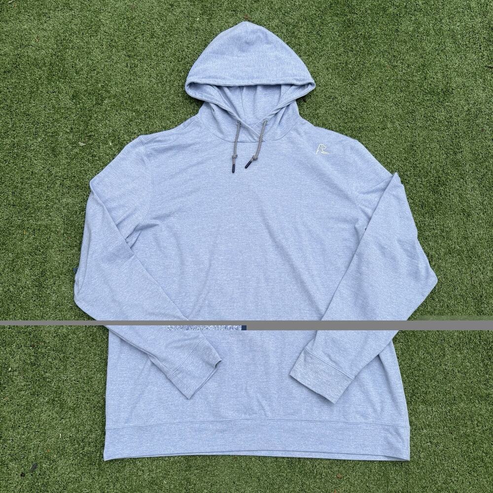 Rhoback Men's Performance Hoodie Size XL Light Blue Heather Pullover Golf